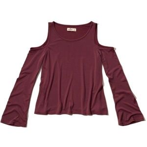 Hollister Co. Cold Shoulder Bell Long Sleeves Flowy Red Top Women's Size XS